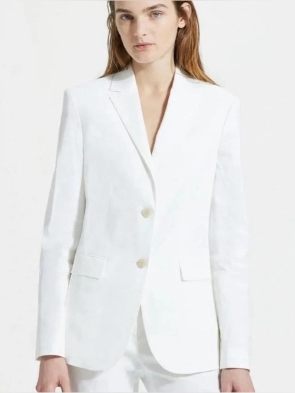 Theory Eco Crunch Linen Blazer 2 White Jacket Capsule Coastal Academia Prep NWT